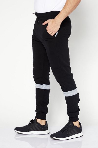 Modern Culture Men Regular Fit Colorblock Drawstring Fleece Jogger Pants, Black/light Grey
