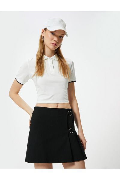 Koton Mini Shorts Skirt with Metal Accessories - Zippered, Standard Waist
