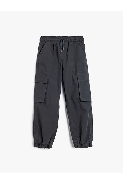 Koton Cotton Jogger Pants - Pockets and Waist Ties