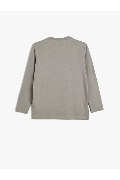 Koton Long Sleeve Cotton T-shirt - Space Print, Crew Neck