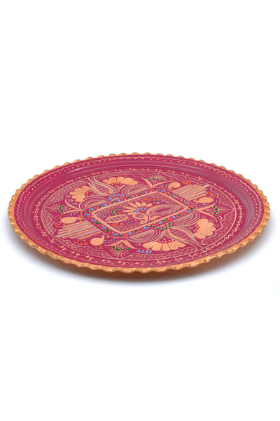 ERİZA Round Engraved Copper Serving Tray 40 cm