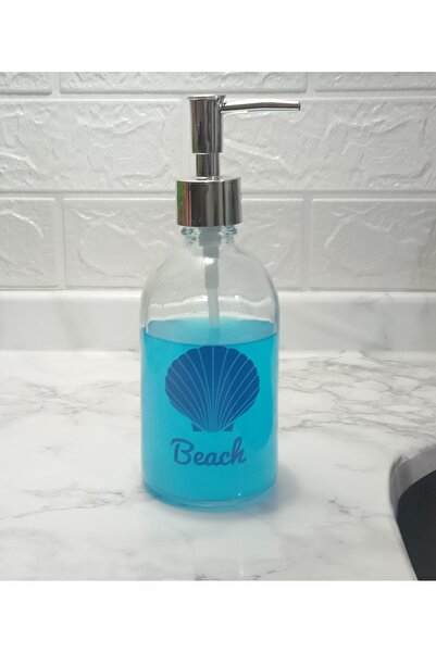 Genel Markalar CAM SIVI SABUNLUK,PLAJ YAZILI 7X7X20CM 360ML BANYO SETİ