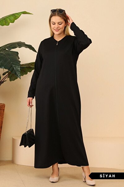 Ferace Γυναικείο Μακρύ Φόρεμα Προσευχής Plus Size με Μαύρο φερμουάρ