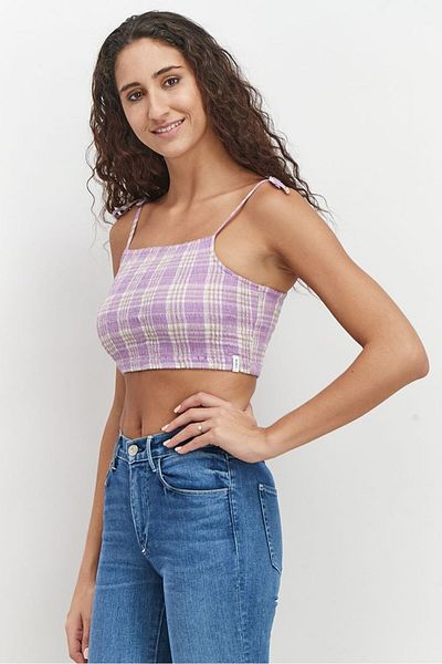 RVCA Women Straight Across Sleeveless Textured Top, Purple