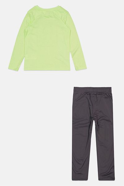 Puma Kids Boy 2 Piece Brand Logo Sweatshirt And Sweatpants, Neon Green/grey