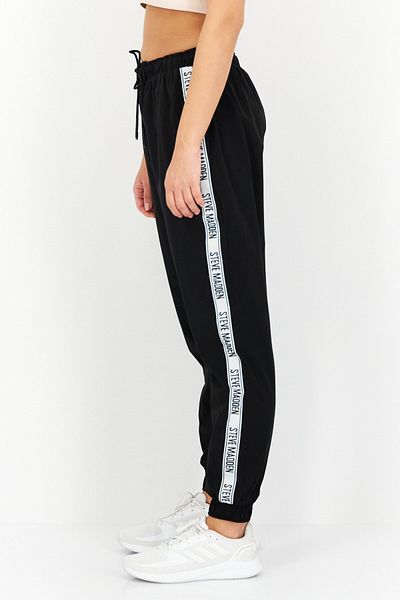 Steve Madden Women Sportswear Fit Brand Logo Track Pants, Black