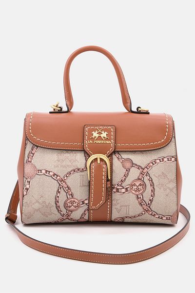 La Martina Women Brand Logo Satchel Bag 28 L x 20 H x 9 W cm, Beige