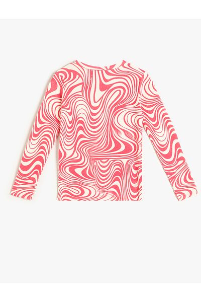 Koton Long Sleeve Crew Neck Abstract Patterned T-Shirt