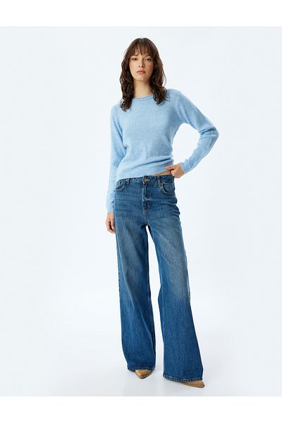 Koton Hosszú ujjú Crew Neck Basic kötöttáru pulóver