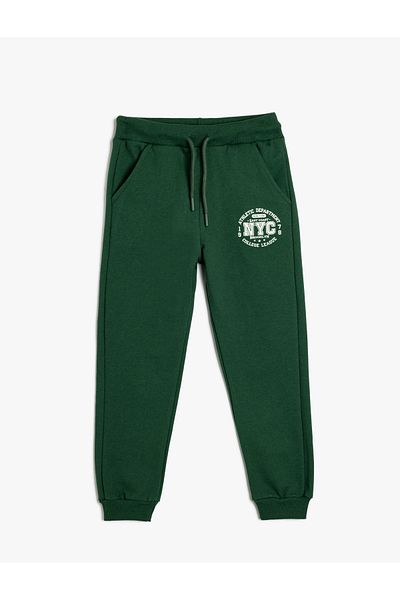 Koton Jogger Sweatpants Tie-Up Waist Print Λεπτομερείς τσέπες Raster