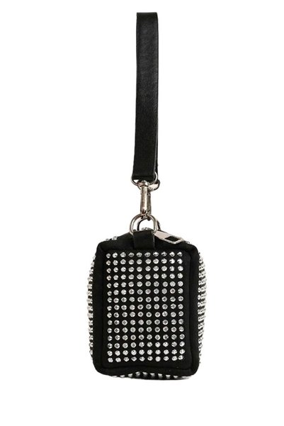 İSACO Faux Leather Evening Dress Bag Decorated with Silver Colored Stones