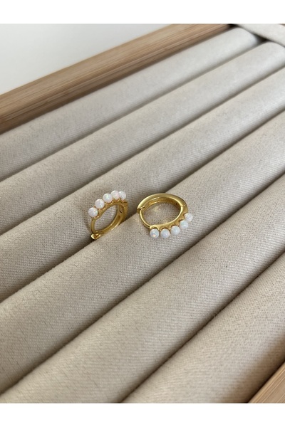 Sade Accessory Üzeri Opal Taşlı Halka Küpe