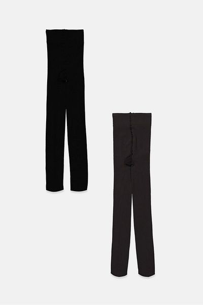 Tchibo Women 2 Pieces Plain Tights, Grey