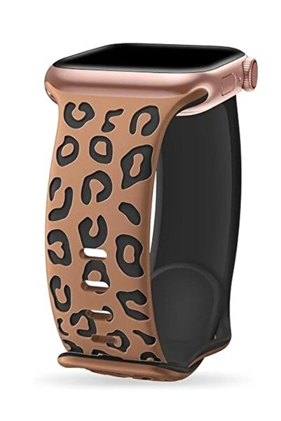 Alstrap Apple Watch 6 7 8 9 10 Se Ultra Uyumlu44-45-46-49mm Leopar Desenli Si...