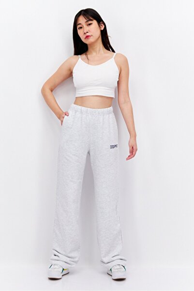 Esprit Women Regular Fit Embroidered Logo Sweatpants, Light Grey