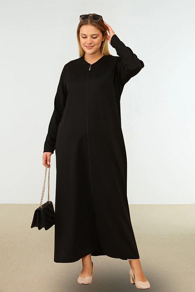 Ferace Γυναικείο Μακρύ Φόρεμα Προσευχής Plus Size με Μαύρο φερμουάρ