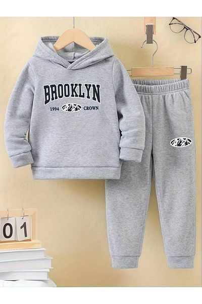 THEKONT Brooklyn Printed Unisex Hooded Cotton Tracksuit Set