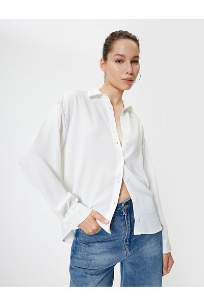 Koton Long Sleeve Oversize Classic Collar Shirt