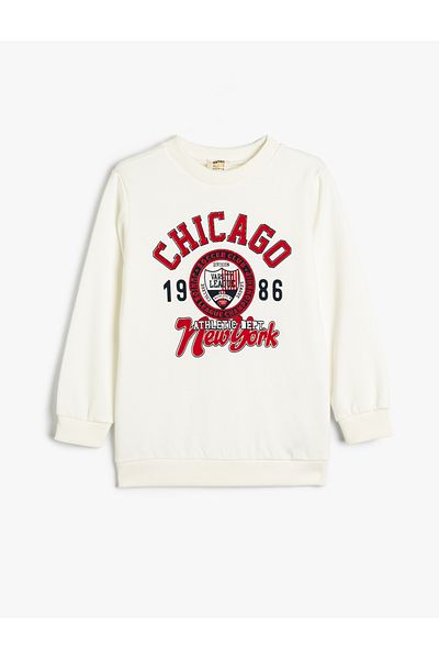 Koton Raised Long Sleeve City Printed Sweatshirt