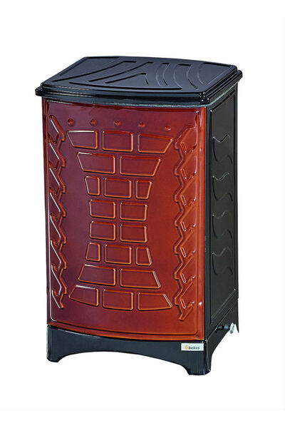 BEKAŞ 222-KAHVERENGİ BEKAŞ HALK TİPİ KÖŞELİ KOVALI SOBA /ALTTAN HAVALI