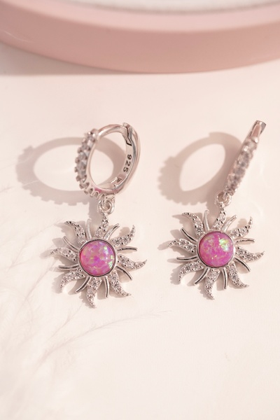 AŞIK ACCESSORIES Rapunzel Sun Küpe ,Renkli Opal Taş - 925 Ayar Gümüş