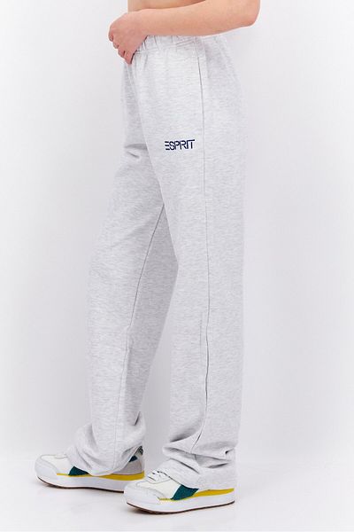 Esprit Women Regular Fit Embroidered Logo Sweatpants, Light Grey