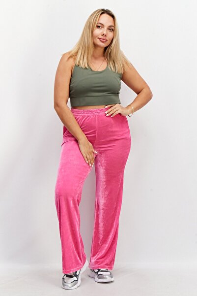 Steve Madden Women Regular Fit Textured Pull-On Palazzo Pant, Pink