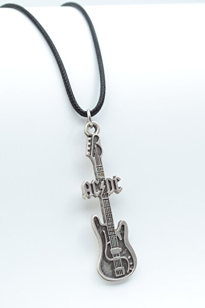 Genel Markalar Ac/dc Elektro Gitar Gümüş Kaplama Unisex Deri Ip Kolye Kod 640
