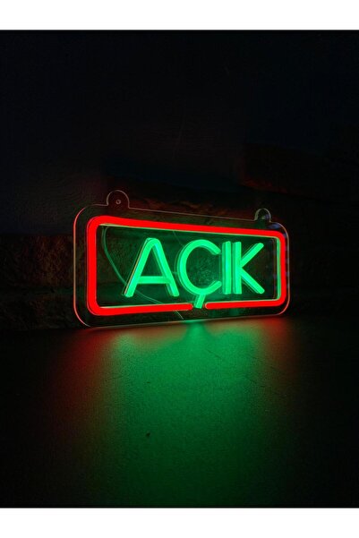 Neonite 'AÇIK' Işıklı Neon Led Dekoratif Duvar Yazısı Tabelası (29X12CM)