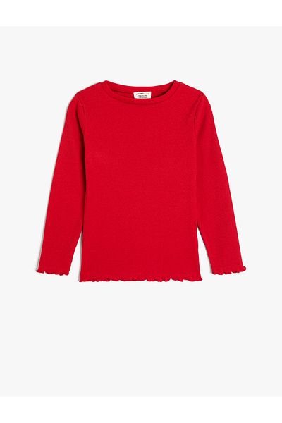 Koton Tricou din bumbac cu mânecă lungă și decolteu