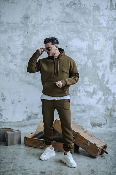 BayBayan Ανδρικό Oversize Basic Υψηλής Ποιότητας Αθλητικό Μοντέλο Σετ Φόρμας