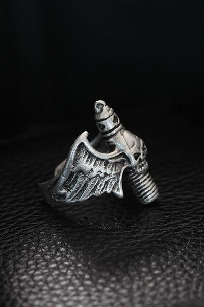 E BULURUM Adjustable Winged Skull Men's Ring