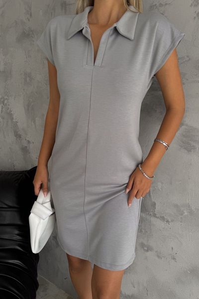 Ded COLLECTION Γυναικείο φόρεμα με άνετο λαιμό Polo - Modal ύφασμα, κοντό μανίκι