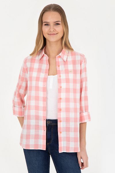 U.S. Polo Assn. Cămașă pentru femei Salmon cu mânecă lungă - 50280935-VR047