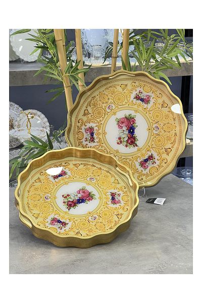 Doğudeko Yıldız Fx46 - Luxury Round 2-Piece Polyurethane Tray