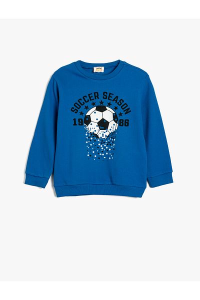 Koton Sweatshirt Long Sleeve Crew Neck Football Printed Raised
