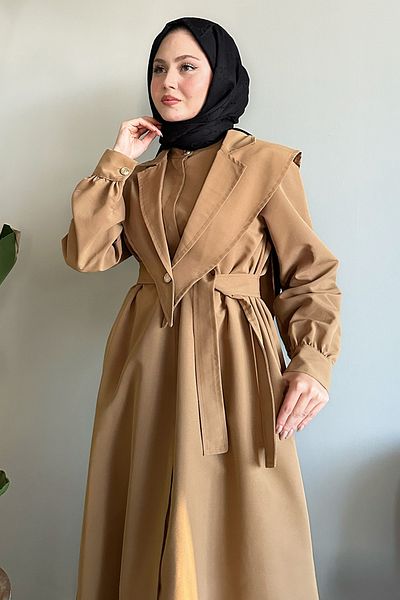 InStyle Καμπαρντίνα Camel με ζώνη Bolero