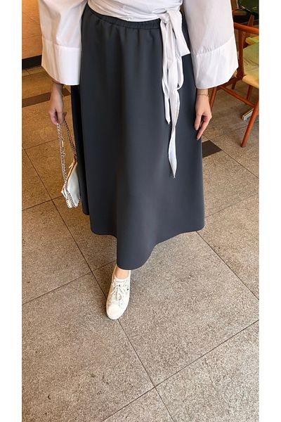 Tesettür Diyarı Anthracite Women's Winter Scuba Long Skirt
