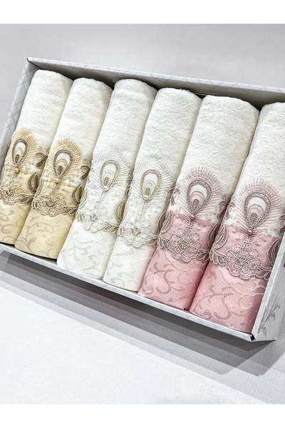 AYHANHOME Набір рушників для рук та обличчя 50x90 Gupurlu перламутрові вишиті рушники в коробці Джейізлік 50x90