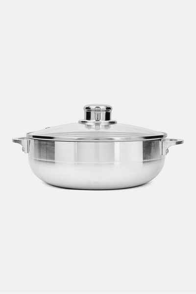 Euro Home Aluminum Caldero With Glass Lid, Silver