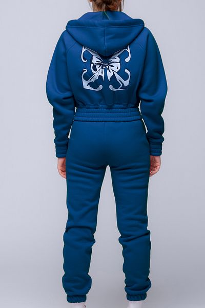 FEEL STYLE Σετ φόρμας βαμβακερής στάμπας με λευκό σχέδιο στην πλάτη - 3 κλωστές χοντρό ύφασμα