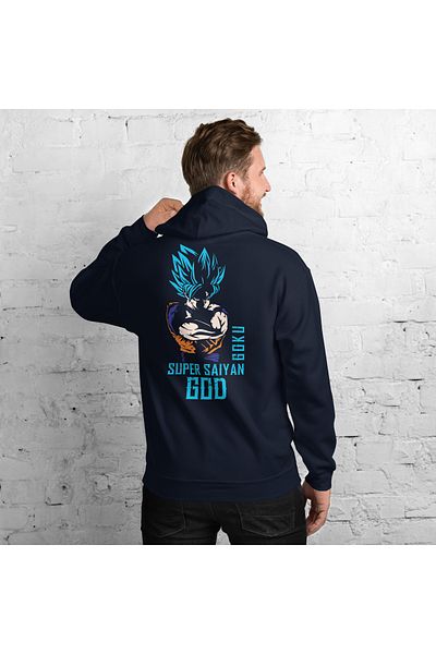 Moda Glo Унисекс суитшърт с качулка и щампа Saiyan Goku