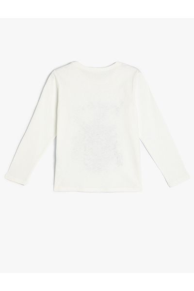 Koton Long Sleeve Crew Neck Floral Printed Cotton T-Shirt