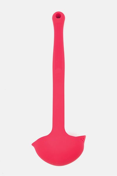 Colour Works Silicone Ladle With Pouring Spout And Straining Holes 27 Cm, Red