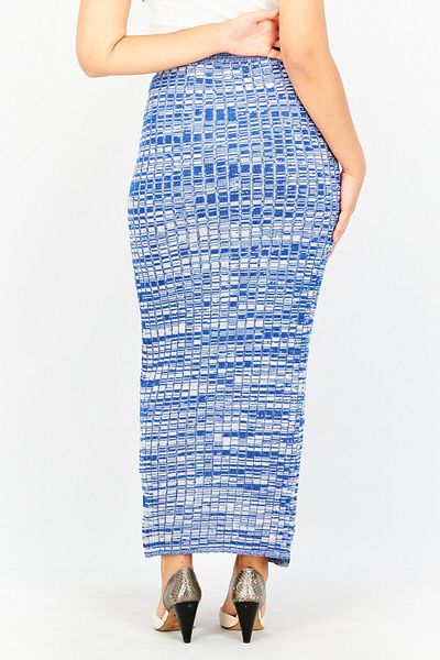NA-KD Women Textured Maxi Skirt, Blue