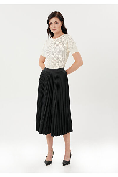 Guzella Midi İnce Pileli Diz Altı Etek