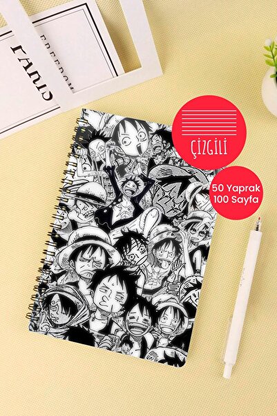 Anime Marketi دفتر مدرسي على شكل حلزوني مقاس A5 من قطعة واحدة، 50 ورقة، 100 ص...