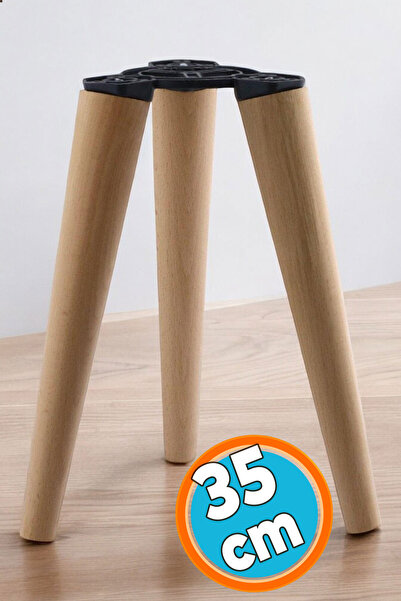 NZB 3'lü Ayak Takımı Ahşap Sehpa Zigon Puf Tabure Ayağı Masa Ayakları 35 cm B...