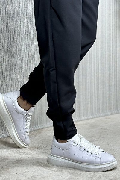 CW Casualwear Pánské černé kalhoty Boyfriend s černým plisovaným pasem se stahovací šňůrkou na zip na noze