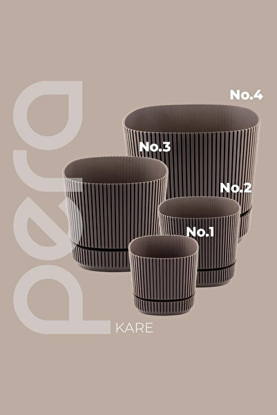ToXA 4 Parça Pera Kare Saksı Seti Karasu Plastik Tabaklı Bitki Çiçek Saksısı Set